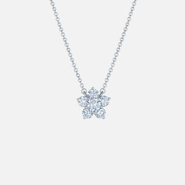 Cluster Floral Diamond Pendant Necklace