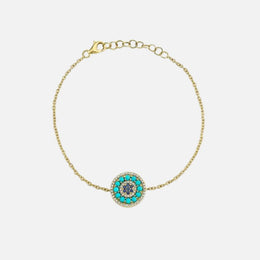 Turquoise, Diamond and Blue Sapphire Gold Bracelet