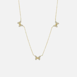 3-Butterfly Diamond Necklace