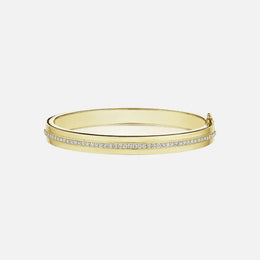 Gold Bangle Bracelet With Diamond Center