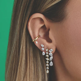 3-Diamond Dangle Earrings