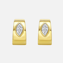 Marquise Diamond Huggie Earrings With Bezel Settings