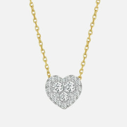 Heart Diamond Cluster Pendant Necklace