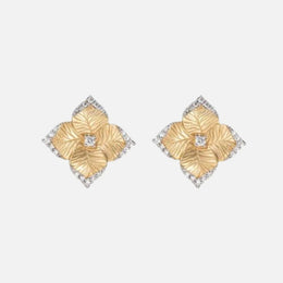 Oro Fiore Diamond Flower Small Stud Earrings