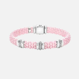 Pink Three Station Diamond Caviar Bracelet