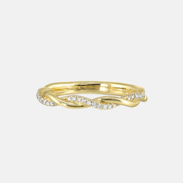 14k Yellow Gold Diamond Twist Wedding Band