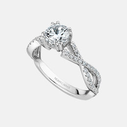 14k White Gold Twist Semi-Mount with Diamond Accents