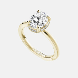 18k Yellow Gold Low-Profile Oval Halo Atelier Semi-Mount