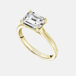 14k Yellow Gold Semi-Mount for Emerald-Cut Solitaire