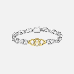 Two-Tone Petite Interlocking Diamond Link Bracelet