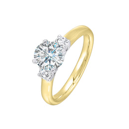14k White and Yellow Gold Semi-Mount for 1.00-Carat Round Diamond With Round Diamond Accents