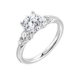 14k White Gold Engagement Ring With Round Diamond Accents
