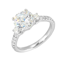 14k White Gold Semi-Mount for 1.50-Carat Round Diamond With Graduated Round Diamond Accents