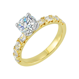 14k Yellow Gold Semi Mount With Baguette Diamonds