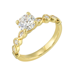 14k Yellow Gold Semi-Mount With Marquise and Round Diamonds