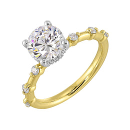 14k White and Yellow Gold Semi-Mount With Round Diamond Accents