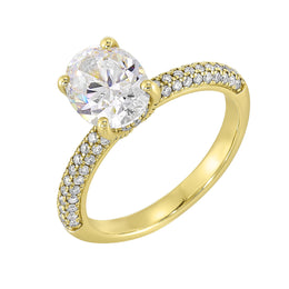 14k Yellow Gold Semi-Mount With Round Diamond Accents