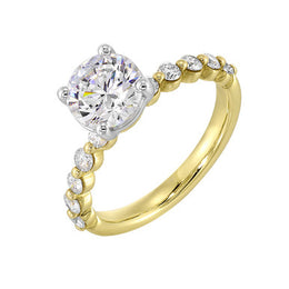 14k White and Yellow Gold Semi-Mount With Round Diamond Accents