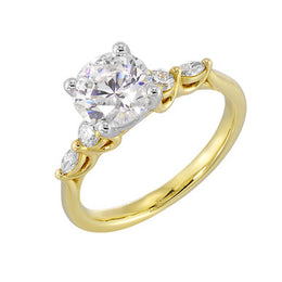 14k White and Yellow Gold Semi-Mount With Marquise and Round Diamonds