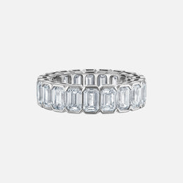 Bezel-Set Emerald-Cut Eternity Wedding Band
