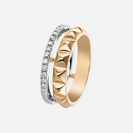 Cubini White and Rose Gold 2-Row Ring