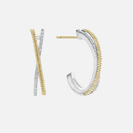 Caviar Lux Thin Two-Tone Caviar X Diamond Hoops