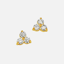 3-Diamond Cluster Stud Earrings
