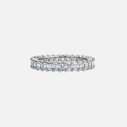 Platinum Emerald-Cut Diamond Eternity Wedding Band