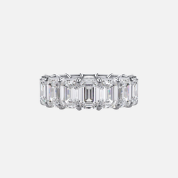 Platinum Emerald-Shape Diamond Eternity Wedding Band