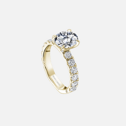 18k Yellow Gold Raised Atelier Semi-Mount with Diamond Accents