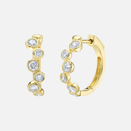 Bezel Diamond Wave Hoops