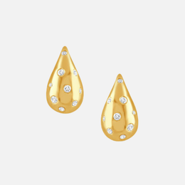Diamond Gold Teardrop Stud Earrings