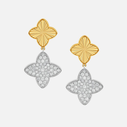 Ravenna Two-Tone Diamond Floral Drop Earrings