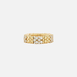 Cashmere Diamond and Gold Beaded Stretch Ring
