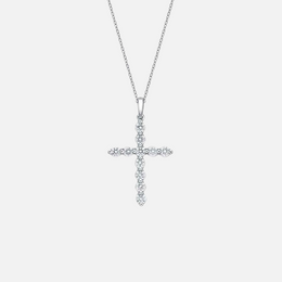 Single-Prong Diamond Cross Necklace