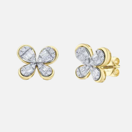 Baguette Diamond Butterfly Stud Earrings