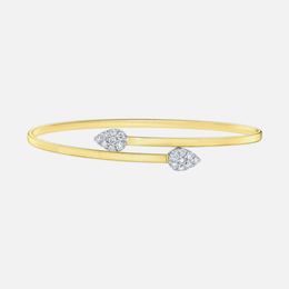 Diamond Pear-Shaped Ends Bypass Pave Bangle