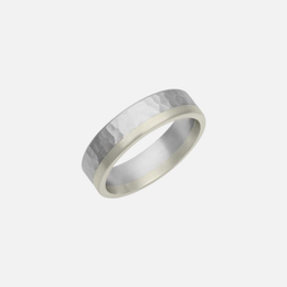White Gold and Platinum Hammered Asymmetrical Finish