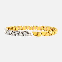 Triangle Shapes Two=Tone Diamond Bracelet