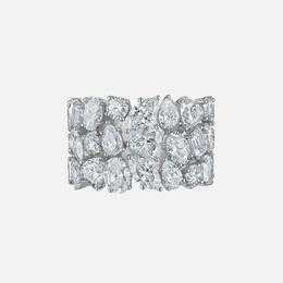 3-Row Mixed-Shape Diamond Ring