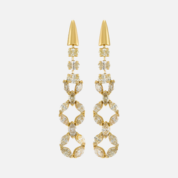 Yellow-Brown Diamond Dangle Drop Earrings