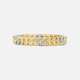 Two-Tone Gold Small Groumette Diamond Link Stretch Bracelet