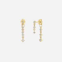 Mixed-Prong Diamond Double-Drop Gold Earrings