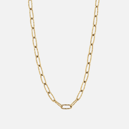Gold Textured Big Oval Link Chain Necklace