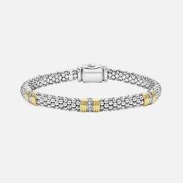 Signature Caviar Triple Diamond Station Caviar Bracelet