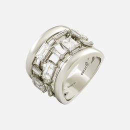 Emerald-Cut and Baguette Diamond White Gold Ring