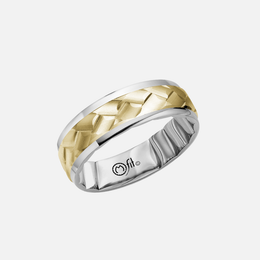 Yellow and White Gold Band with Braided Design