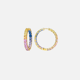 Rainbow Sapphire Hoop Earrings