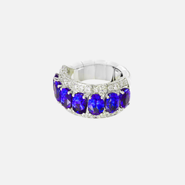 Xpandable For the Love of Color Oval-Shaped Blue Sapphire and Diamond Ring