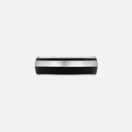White Gold and Black Carbon with Brushed Finish Band
